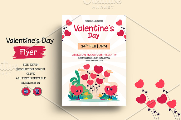 Valentines Day Party Flyer V1139 in Flyer Templates - product preview 2