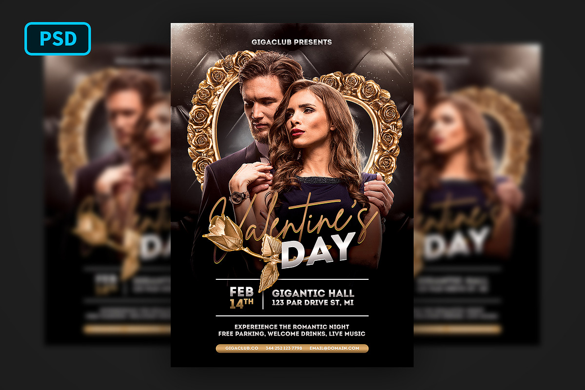 Valentine Flyer Black Gold in Flyer Templates - product preview 8
