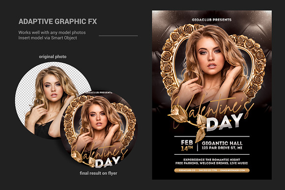 Valentine Flyer Black Gold in Flyer Templates - product preview 3