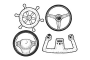 Steering wheel set sketch vector