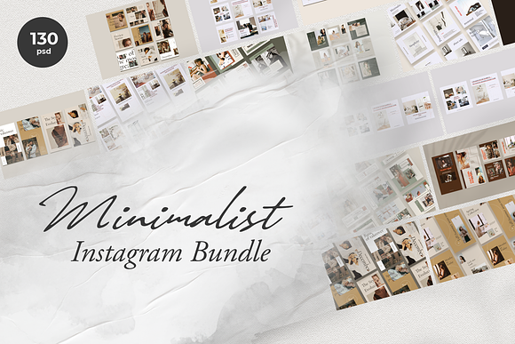 130 Minimalist Instagram Bundle in Instagram Templates - product preview 1