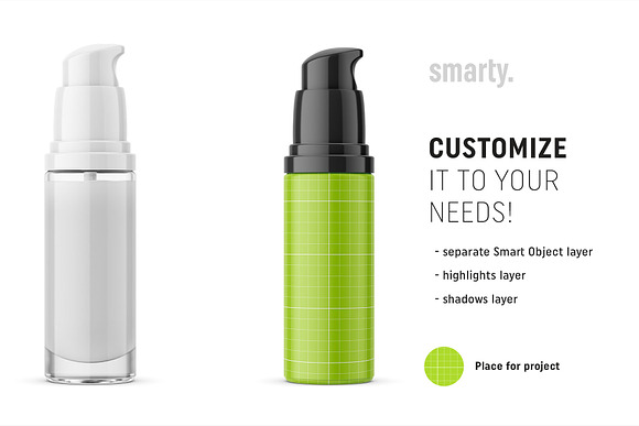 Cosmetic airless bottle mockup in Product Mockups - product preview 1