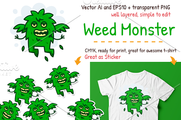 Weed Monster in Logo Templates - product preview 1
