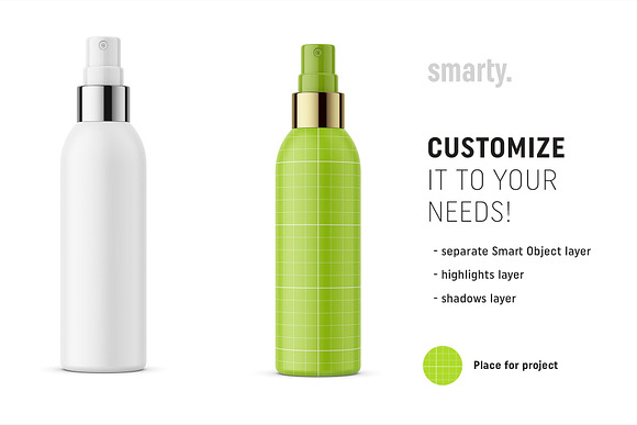 Matt spray cosmetic bottle mockup in Product Mockups - product preview 1