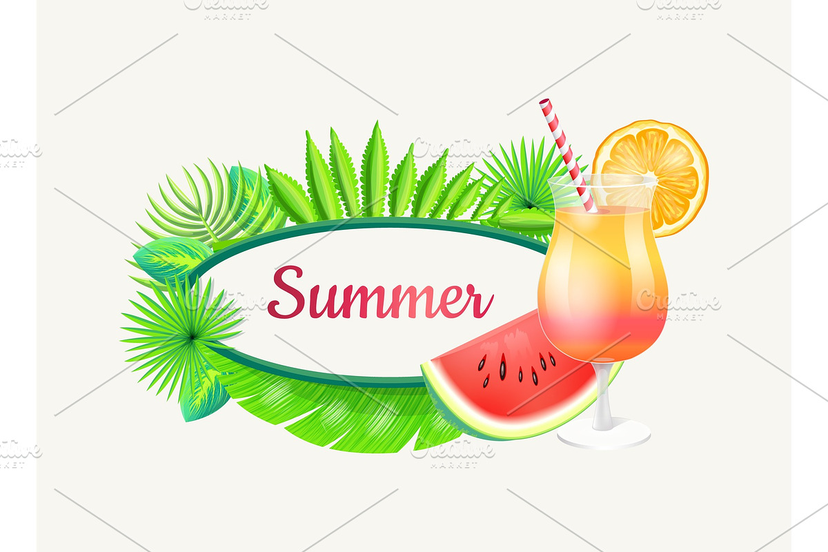 Summer Banner with Frame for Text in Objects - product preview 8