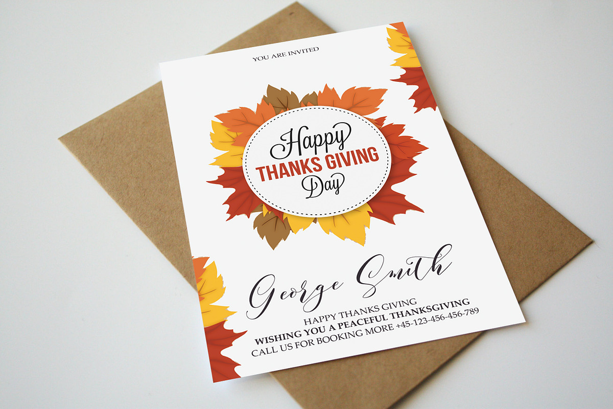 Happy Thanksgiving Day Card in Card Templates - product preview 8