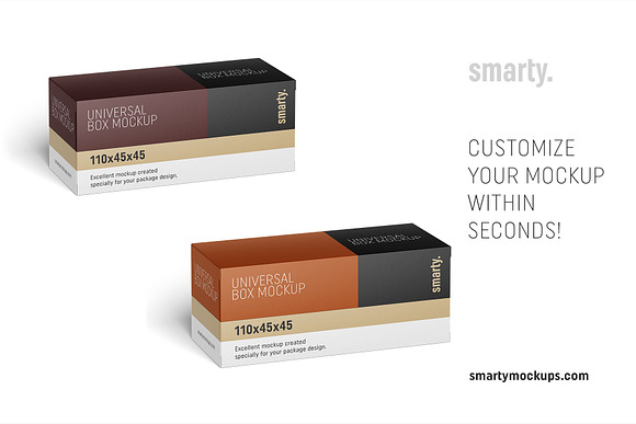 Universal box mockup 110x45x45 in Product Mockups - product preview 2