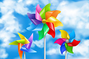 Wind mill toy sky illustration