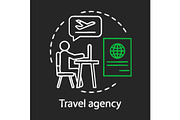 Travel agency chalk concept icon