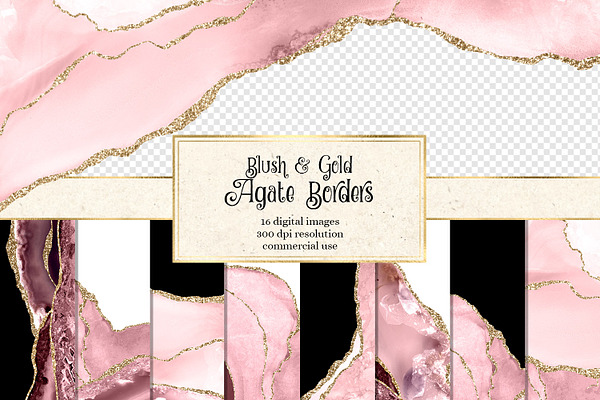 Blush Pink & Gold Agate Borders