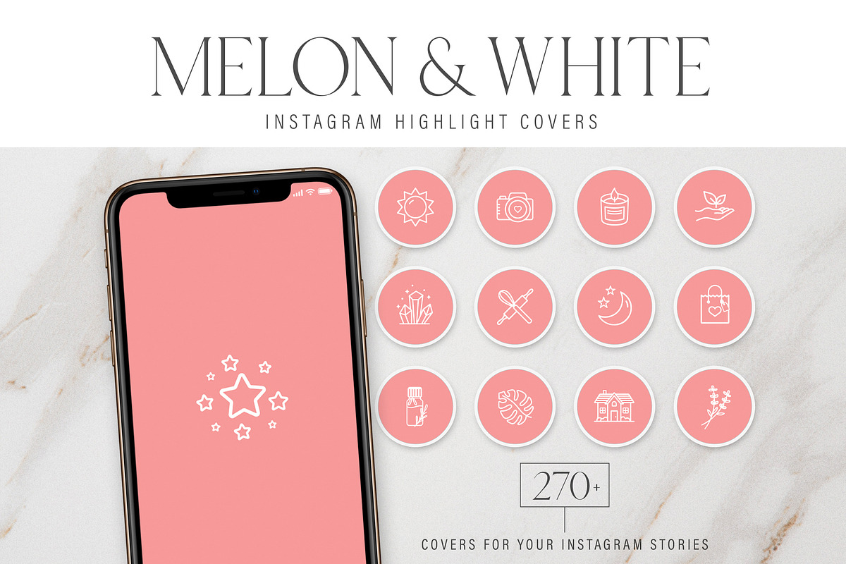 Melon & White Instagram Story Covers in Instagram Templates - product preview 8