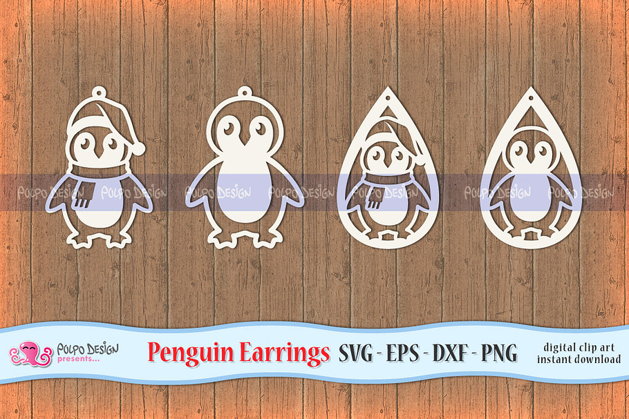 Penguin Earring SVG in Objects - product preview 8