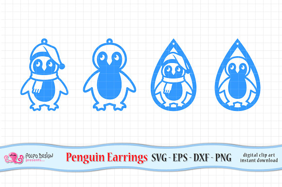 Penguin Earring SVG in Objects - product preview 1