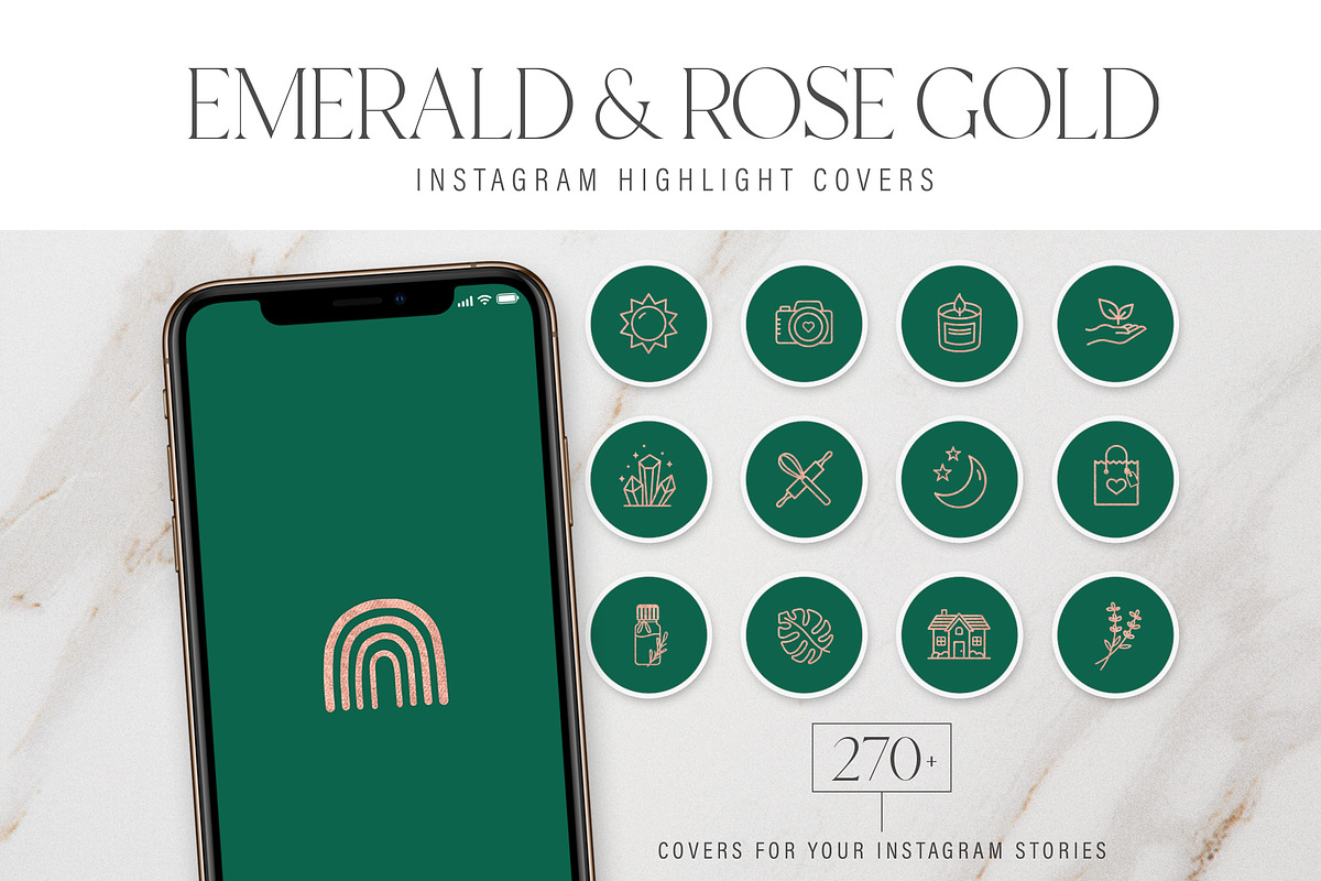 Emerald & Rose Gold Instagram Covers in Instagram Templates - product preview 8
