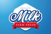 Milk label lettering badge