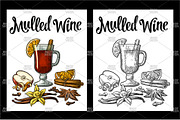 Mulled wine glass and ingredients