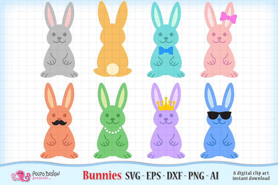 Bunny SVG, Ai, Eps, Dxf and Png in Objects - product preview 8
