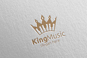 Music Logo with King, Piano Concept