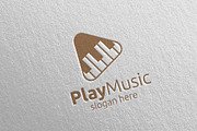 Music Logo with Piano, Play Concept