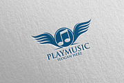 Music Logo with Note, Wing Concept