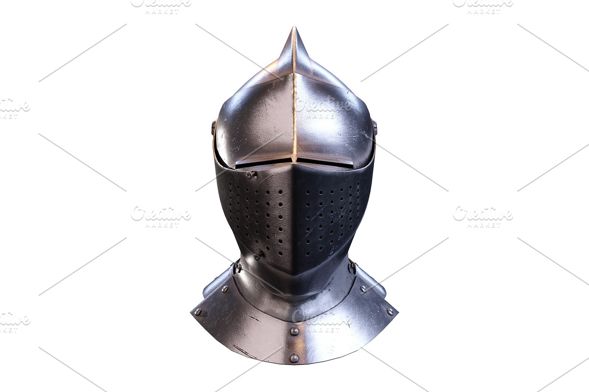 Medieval Knight Armet Helmet in People - product preview 8