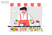 Vegetables Seller - Vector Illustrat