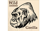 gorilla head vector graphic