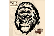 gorilla head vector graphic