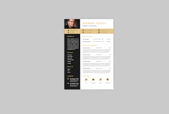 Micheal Graphic Resume Designer in Resume Templates - product preview 2