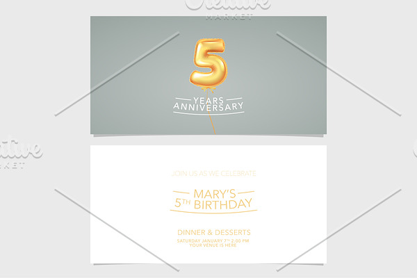 5th anniversary invitation vector