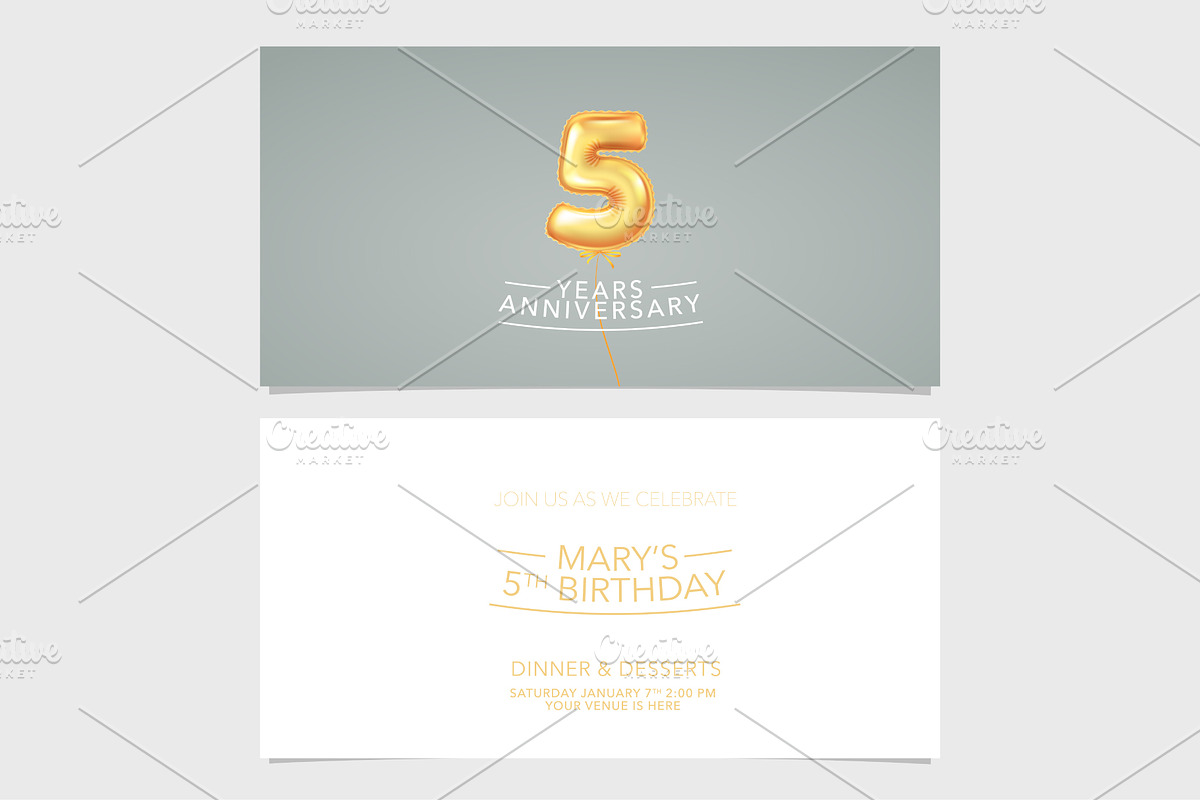 5th anniversary invitation vector in Illustrations - product preview 8