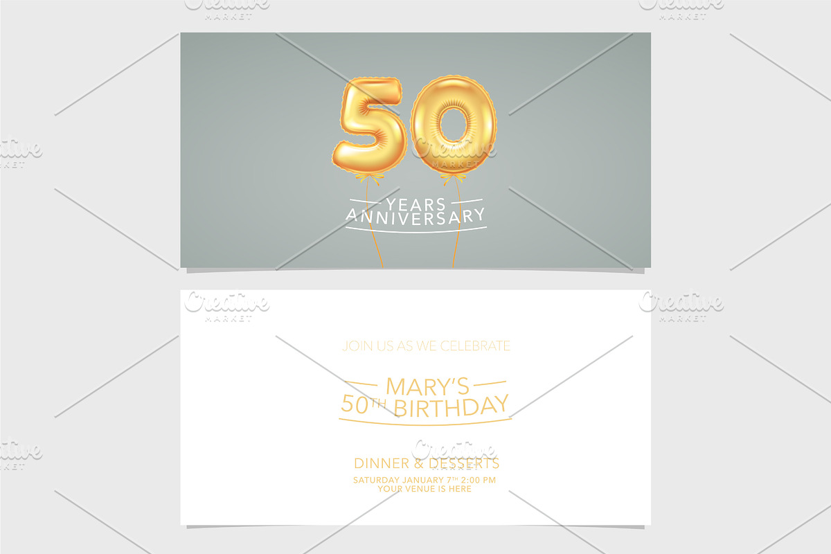 50th anniversary invitation vector in Graphics - product preview 8