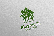 Music Logo with Note, house Concept