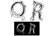 Retro capital letters Q and R