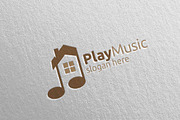 Music Logo with Note, House Concept
