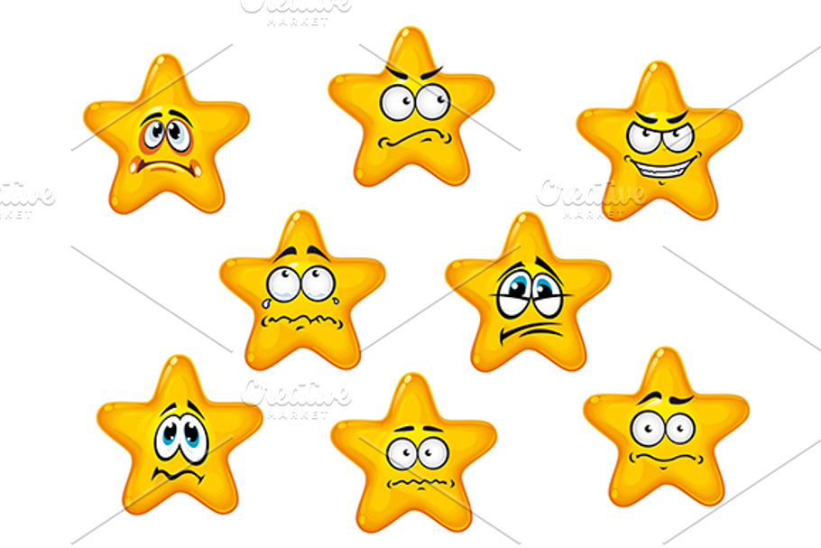Yellow stars with negative emotions in Graphics - product preview 8