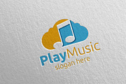 Music Logo with Note, Cloud Concept