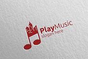 Music Logo with Note, House Concept