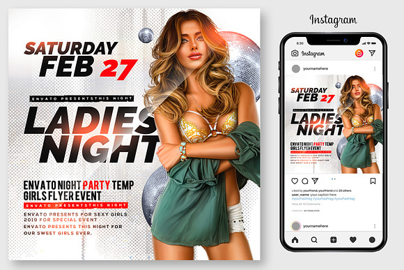 3 Ladies Party Flyers Bundle in Flyer Templates - product preview 2