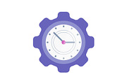 Clock in Shape of Cogwheel Icon