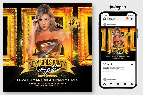 3 Sexy Girls Night Flyers Bundle in Flyer Templates - product preview 2