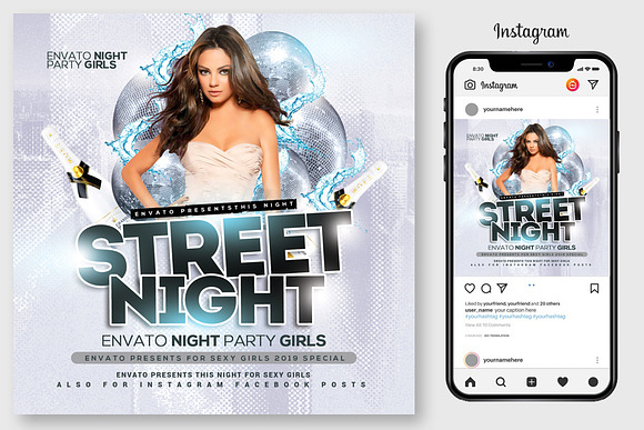 3 Street Night Flyers Bundle in Flyer Templates - product preview 1