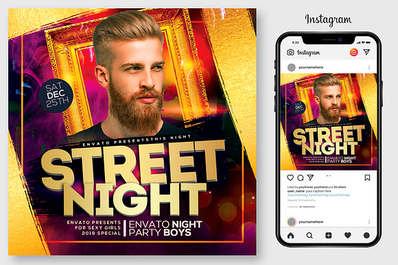 3 Street Night Flyers Bundle in Flyer Templates - product preview 2