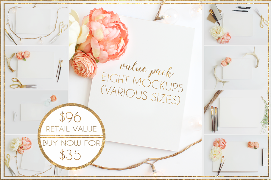 8 Rustic Mockups | Assorted Sizes