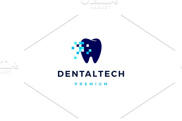 dental pixel tech logo vector icon