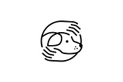 dog care hand hugs logo vector icon