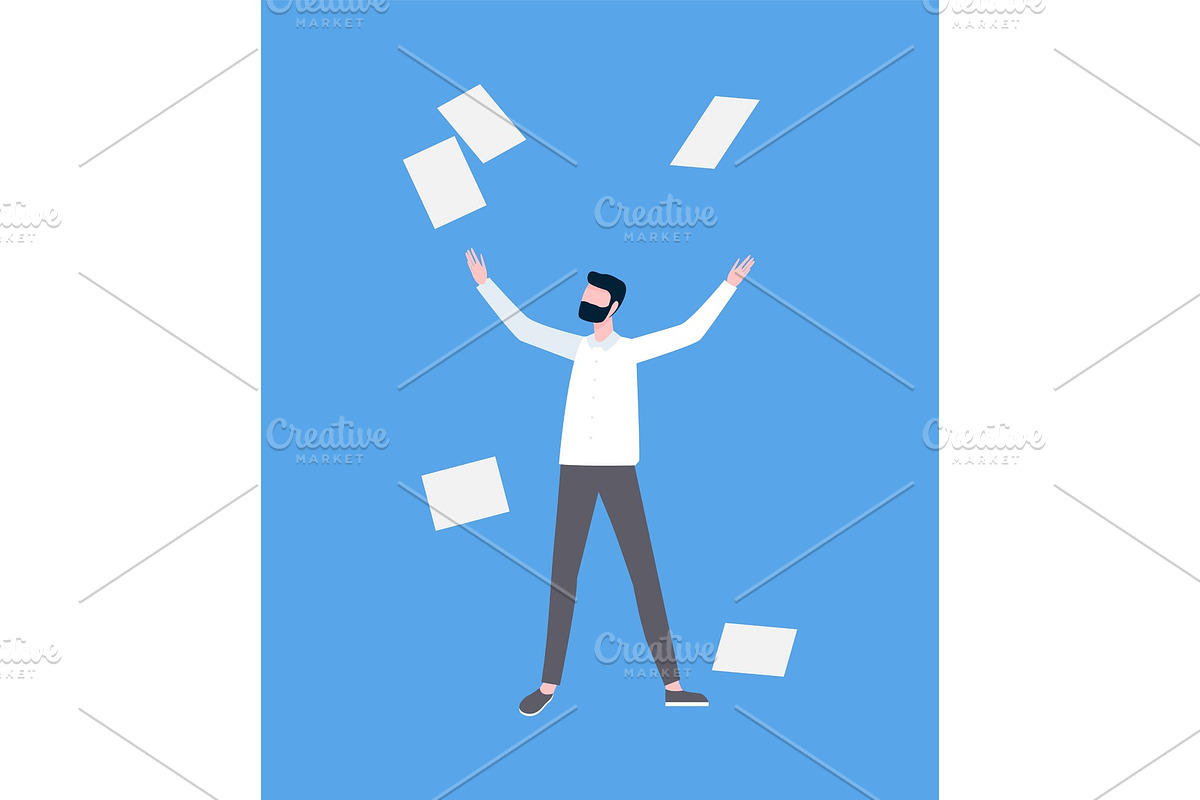 Man Throwing Up Documents, Success in Illustrations - product preview 8