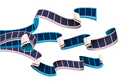 Stripes of movie cinema film reels.