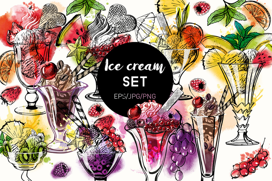 Ice cream set in Illustrations - product preview 8