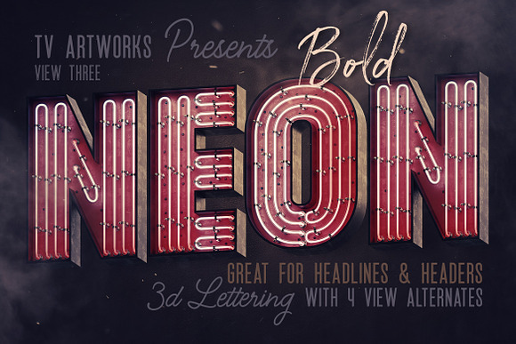 Bold Neon 3D Lettering in Graphics - product preview 2